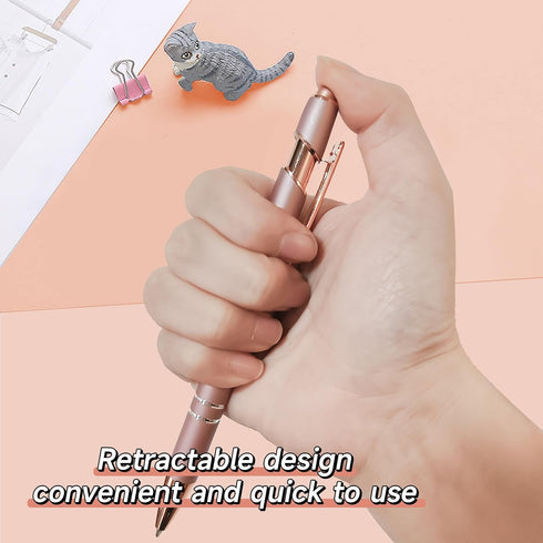 Ballpoint Pens, 6 Pack Rose Gold Metal Pens Black Ink Pens, 1.0mm Medium Point Stylus Pens for Touch Screens, Cute Pens Teacher Gifts Office Suppl...