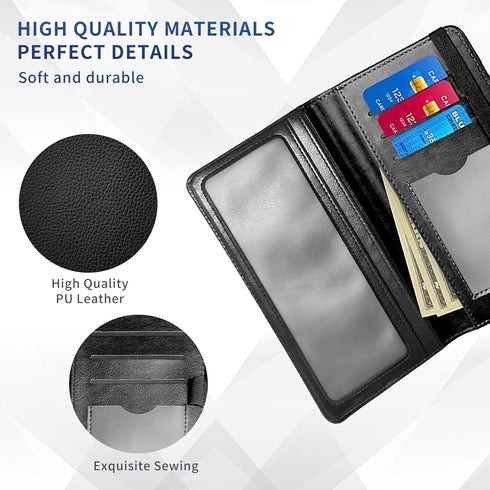 Checkbook Cover - Premium Leather Standard Duplicate Register Check Card Book Holder Wallet with RFID Blocking Function for Men and Women,Palm Tre...