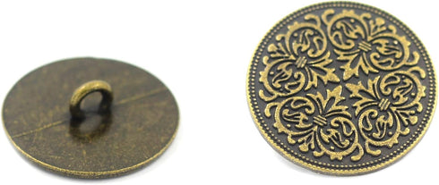 Bezelry 12 Pieces Mandala Metal Shank Buttons. 23mm. (Antique Brass)...