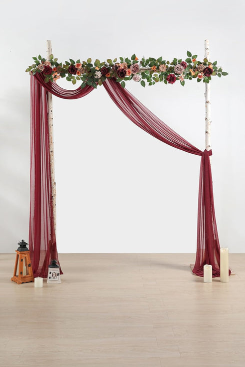 Serra Flora Burgundy Wedding Arch Draping Fabric 1 Panels 29" x 20Ft Sheer Chiffon Curtain Drapes for Wedding Ceremony Party Reception Ceiling Swa...
