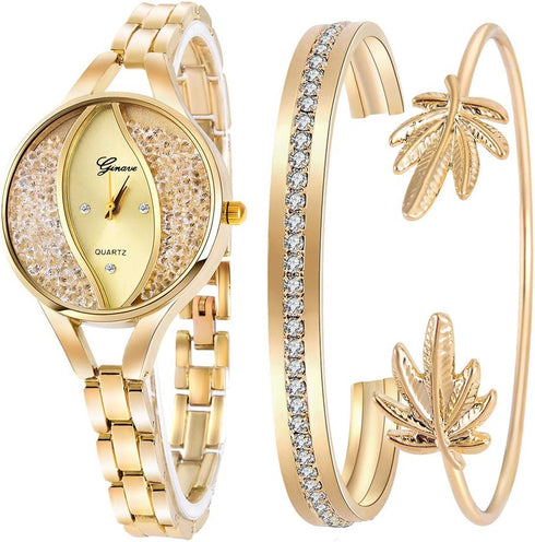 Weicam Women's Diamond Wristwatch Bangle Bracelet Jewelry Set Analog Quartz Wrist Watch for Ladies...