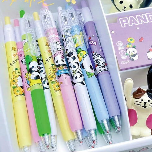 6 Pcs Gel Ink Pens Cute Cartoon Bear Pens 0.5mm Black Ink Retractable Pens Office School Pen Women Girl Boy Pen Kawaii (Panda-2)...