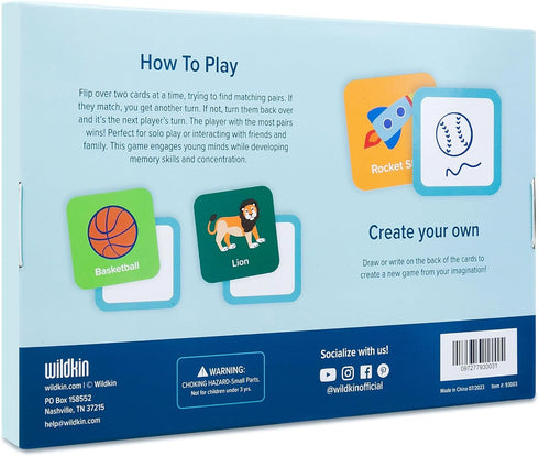 Wildkin Memory Matching Game Cards for Boys & Girls, 36 Pairs Memory Learning Cards Activities for Toddlers and Preschool, Educational Cards to Bo...