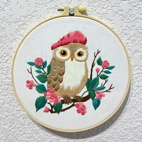 Sbewco Embroidery kit,Embroidery Starter Kits for Adults Beginners with Stamped Pattern,Embroidery Floss + Needles + Hoop, OWL 3 Pack......