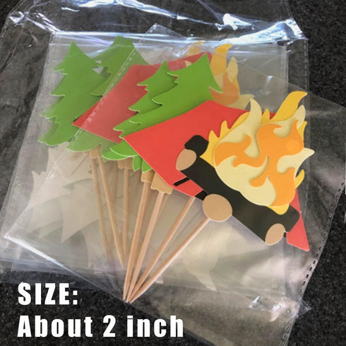 LaVenty Camping Cupcake Toppers Camping Birthday Party Decor Woodlands Party Decor Happy Camper Party Decor Lumberjack Party Decor...