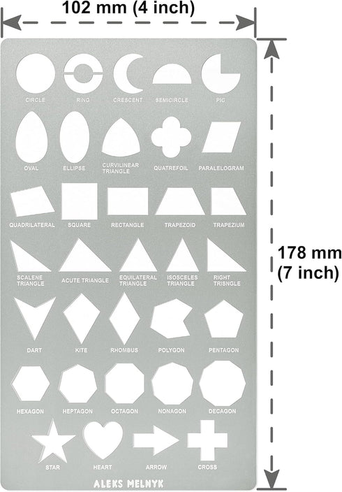 Aleks Melnyk No.414 Metal Stencil, Geometric Shapes with Definition, Small Stencil, 1 PC, Template for Wood Burning, Engraving, Crafting, Scrapboo...