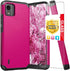 TJS Compatible for Nokia C110 N156DL Case, with Tempered Glass Screen Protector Dual Layer Hybrid Magnetic Support Shockproof Protection Cover Pho...