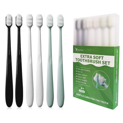 EasyHonor Extra Toothbrush for Sensitive Gums, Micro Fur Manual Toothbrush with 20000 Soft Floss Bristle for Pregnant Women, Elderly, Braces and G...