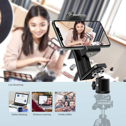 6amLifestyle Cell Phone Tripod Mount Adapter with Tripod Ball Head 360° Rotatable for Universal Smartphone Samsung Galaxy iPhone Holder for Tripod...