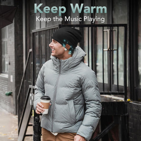 2023 Bluetooth Beanie, Wireless Beanie Headphones, Stylish Sleek Shape Bluetooth Hat, HD Stereo Sound, Built-in Mic, Tech Gifts for Men Women Frie...