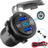 Quick Charge 3.0 12V USB Outlet, 36W Dual USB Car Charger Socket with Power Switch LED Voltmeter, Waterproof Marine Cigarette Lighter Adapter for ...