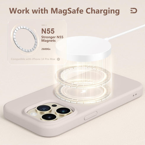 GONEZ for iPhone 14 Pro Max Case Silicone, Compatible with Magsafe, with 2X Screen Protector + 2X Camera Lens Protector, Liquid Silicone Shockproo...
