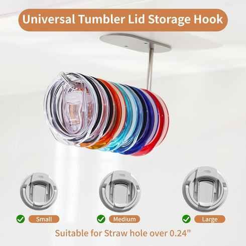 2 Pack Tumbler Lid Organizer, Space Saving Cup Lid Organizer Hook for Yeti Tumbler/Stanley Tumbler/Simple Modern Tumbler Lid Tumbler Lid Storage H...