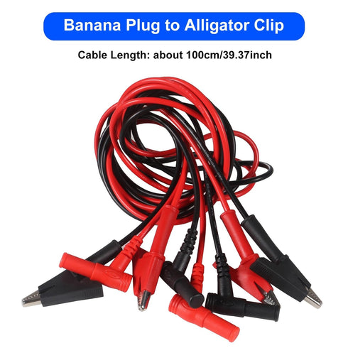 5Pack Multimeter Test Leads Right Angle Banana Plug to Alligator Clip Heavy Duty Silicone Wire 14 Gauge for Electrical Testing 3 Feet/1m...