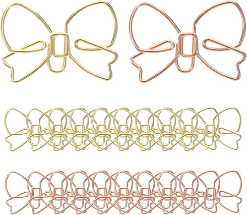 20pcs Paper Clip with Bow Office Paperclips Delicate Paper Clips Decorative Paper Clips Metal Paper Clips Lovely Paper Clips Cross Paper Clips Bow...