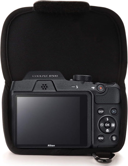 MegaGear ''Ultra Light'' Neoprene Camera Case Bag with Carabiner for Nikon COOLPIX B500 Digital Camera (Black)...
