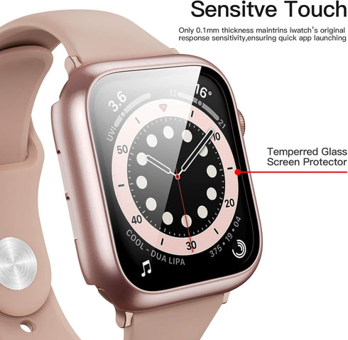 6 Pack Case for Apple Watch SE (2023 New) SE (2nd Gen)/6/SE/5/4 44mm with Tempered Glass Screen Protector, Hard PC Ultra-Thin Scratch Resistant Pr...