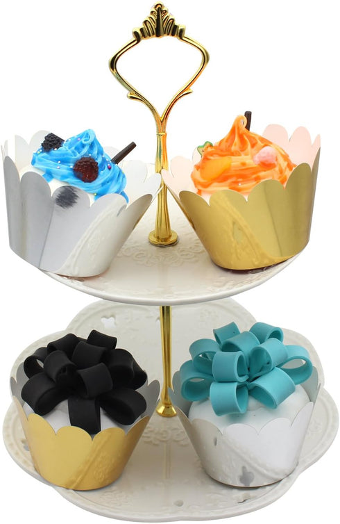 KPOSIYA Set of 100 Artistic Bake Cake Cups Filigree Little Vine Lace Laser Cut Cupcake Wrapper Liner Baking Cup Muffin CaseTrays for Wedding Birth...