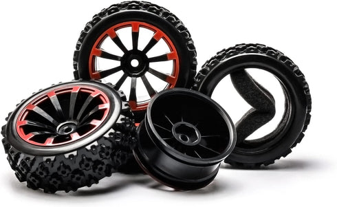 JIUWU 4-Pack Off-Road Wheels 12mm Hex Rc Wheels and Tires - High-Performance Upgrade for 1/10 Rc Tires Cars - Durable Plastic and Rubber Construct...