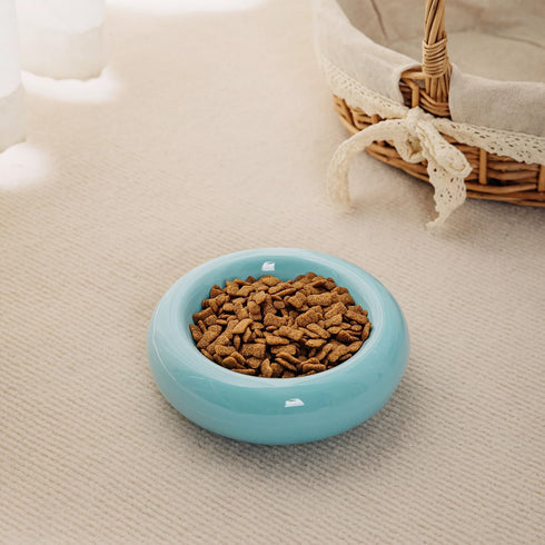 6.1 Inch Cat Bowls, 7 oz Ceramic Cat Food Bowl, Whisker Fatigue Relief Cat Bowl, Anti-Vomiting, Protect Spine, Perfect for Indoor Cats?Blue?...