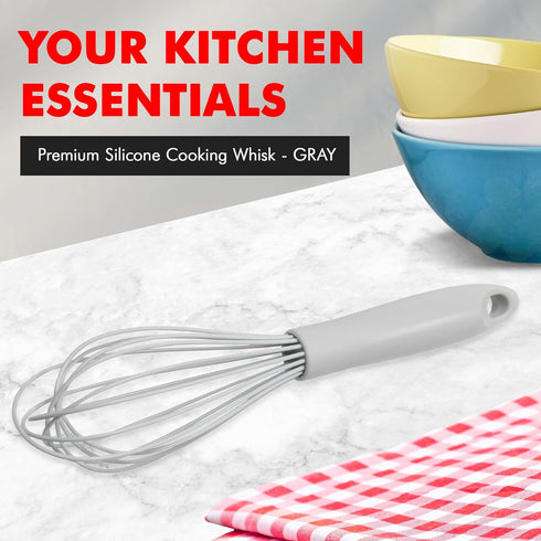 Chef Craft Premium Silicone Wire Cooking Whisk, 10.5 inch, Gray...