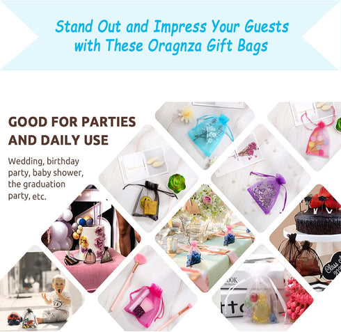 100Pcs Organza Bags 3x4 Inches, Sheer Small Drawstring Jewelry Gift Candy Pouches Wedding Party Christmas Favor Bags (Mixed Color)...