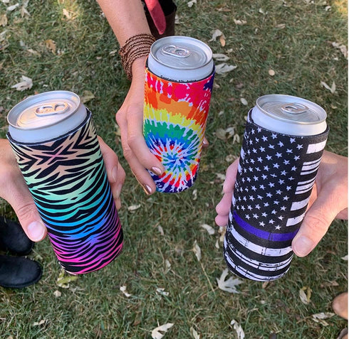 Slim Can Coolers - Neoprene Insulated Slim Can Cooler for Tall Skinny 12oz Cans Like White Claw, Truly, Hard Seltzers and Red Bull - 3 Pack...