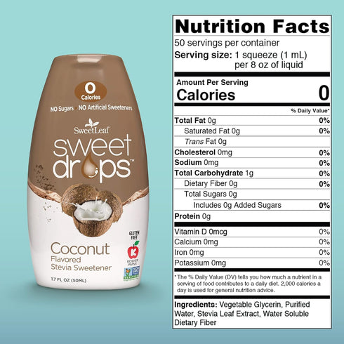 SweetLeaf Sweet Drops Coconut Stevia Liquid Sweetener - Flavor Foods, Keto Coffee with Sugar Free, Zero Calorie, Non-Glycemic Response SweetLeaf S...