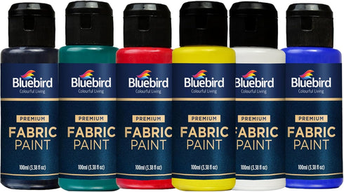 BLUEBIRD Fabric Paint, White, 3.4 Fl Oz, Permanent Fabric Paints for Clothes, Furniture Upholstery...