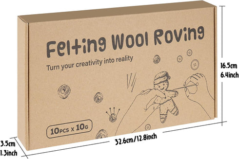 Needle Felting Wool,10 Colors Nature Fibre Wool,Wool Roving for Needle Felting,100g Wool Yarn Felt for Handmade Spinning DIY Wool Craft Materials...