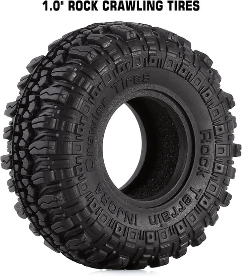 INJORA 1.0 Tires Soft Rubber Crawler Wheel Tires for 1/18 TRX4M SCX24 Gladiator Bronco C10 JLU Deadbolt B17 Axial 1/24 1/18 Tracked car,4PCS,T1005...
