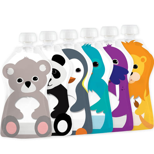 Squooshi Reusable Baby Food Pouches for Toddlers | BPA Free Plastic, Food Safe, Freezer Safe | Refillable for Applesauce Yogurt & Puree Squeeze Po...