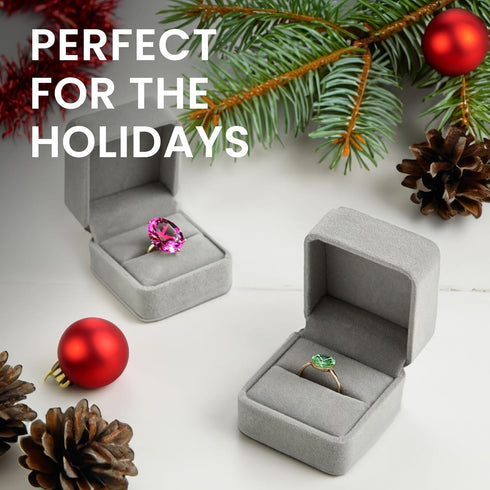 Juvale 6-Pack Velvet Ring Boxes Bulk - Grey, 2.5 x 1.7 x 2 in - Individual Ring Holder for Jewelry Gift, Wedding & Engagement - Soft Interior Lini...