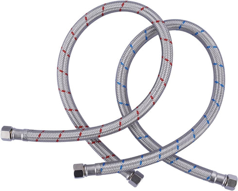 Stainless Steel Faucet Supply Lines 20 Inches, ALEASHA 3/8" x 3/8" FIP Connector Braided Stainless Steel Supply Hose 2Pcs, Hose for Sink Faucet, F...