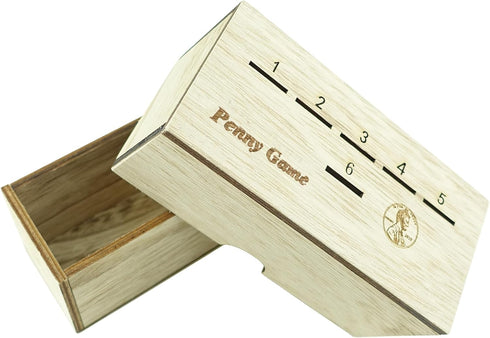 Penny Game - Dice Games for Families with Pennies for 2-6 Players, Penny Game Wood Box...