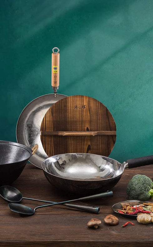 ZhenSanHuan Natural Wooden Wok lid/Cover Kitchen Tool, Pot Cover Lightweight Handcrafted Wooden Kitchen Accessory (36cm/14inch)...