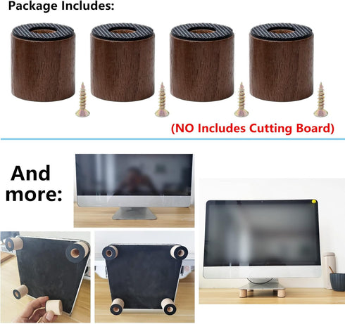 Cutting Board Feet, Walnut Chopping Board Feet, Cutting Board Feet Non Slip, Self Adhesive Feet, Wooden Cutting Board Legs with Screw (Walnut Shor...