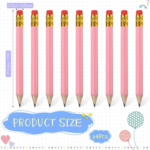 Zonon 24 Pieces Back to School Small Pencils Half Pencils Golf Pencils with Eraser Easy to Hold Graphite HB Pencils for Baby Shower Bridal Shower ...