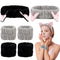 6 Pcs Spa Headband Face Wash Headband and Wristband Set, Cute Make Up Cat Ears Headband Plush Animal Makeup Skincare Headbands with Face Washing W...