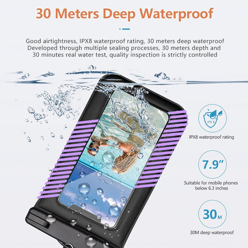 Waterproof Phone Pouch 2Pcs(S+L),Waterproof Phone Lanyard Case,IPX8 Floating Waterproof Phone Case Dry Bag for iPhone 1514 Pro 13 13 Pro Max 12 11...