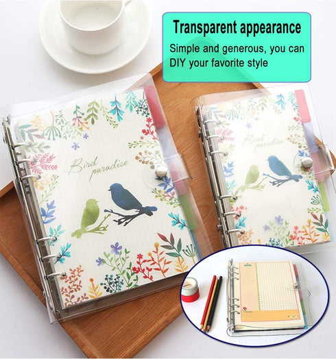 2 PCS A6 Clear Soft PVC Notebook Cover, Refillable Paper PVC Binder, Loose Leaf Personal Planner Binder (2 Transparent)...
