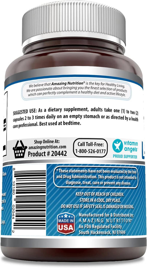 Amazing Formulas L-Tryptophan Amino Acid Supplement | 500 Mg per Serving | 120 Capsules Non-GMO | Gluten-Free | Made in USA...