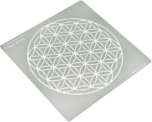 Aleks Melnyk No.389 Metal Stencil, Sacred Geometry Figures, Flower of Life Version, 1 PC, Template for Wood Burning, Engraving, Crafting, Scrapboo...