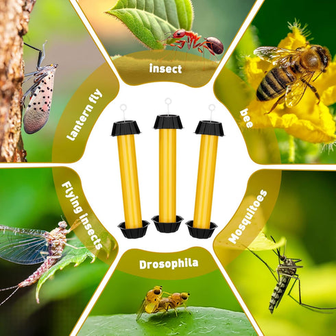 Fly Traps for Indoor Outdoor Hanging Fly Stick Sticky Mosquito Trap Fruit Fly Stick Trap Home Insect Fly Sticky Trap, 10 x 2.5 Inches (Yellow,4 Pc...