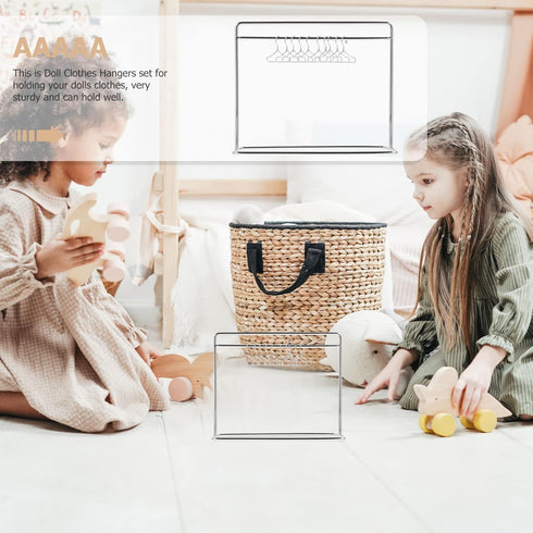 Toddmomy 1 Set Doll Apparel Rack Doll Clothes Dry Rack Doll Dress Rack Doll Garment Rack for Dollhouse Dress Outfit Gown?Silver,black?...