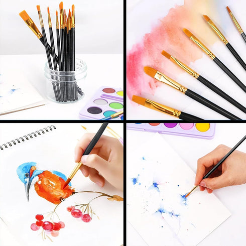 AROIC Acrylic Paint Brushes, 6 Packs / 60 pcs Nylon Hair Paint Brush Set for All Purpose Oil Watercolor Painting Artist Professional Kits (Black)...