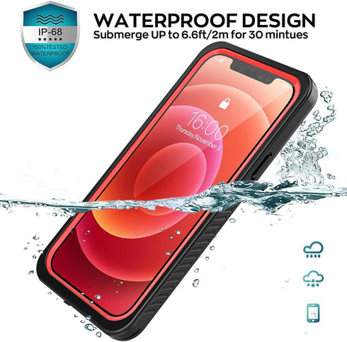 Designed for iPhone 12 Pro case, Waterproof Case with Built-in Screen Protector Clear Full Body Rugged Shockproof Dustproof Heavy Duty IP68 Waterp...