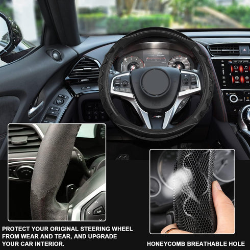 GIANT PANDA Steering Wheel Cover for Acura RDX and MDX, Car Steering Wheel Cover for Acura TLX and TL - Black...