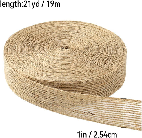 21 Yard Burlap Wired Ribbon, Natural Burlap Fabric Roll for Holiday Party DIY Handmade Artist Home Decor Packaging,Tree Decoration,Outdoor Decorat...