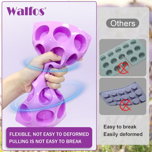Walfos Small Soap Molds, 15 Cavity Round Silicone Molds,1.5inch Small Round soap mold Perfect for Soap Making, Bath Bombs, Chocolate & Pudding etc...